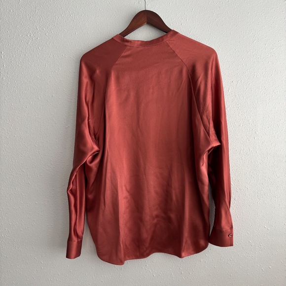 Vince 100% Silk Rust Orange Silk Blouse - Picture 8 of 11
